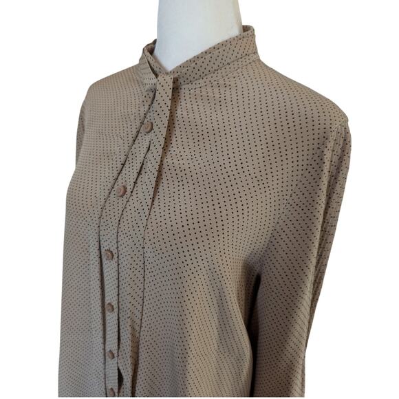 Jeunesse Claudine 100% Silk Polka Dot Button Up Blouse Medium - Picture 5 of 9
